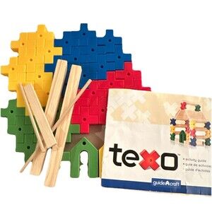 Guidecraft Tegu teXo Building Set Wood Plastic Blocks Activity Guide Mixed Piece